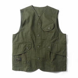 Aidase Men Vests Men's Summer Sleeveless Multi-pocket Vest Vintage Casual Wear Cotton Short Vest Safari Style Vest Coat Waistcoat Male