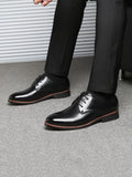 Spring and Autumn Men's Leather Shoes Business Dress Leather Shoes Men's Lace-up Fashion Single Shoes Large Men's Shoes aidase-shop