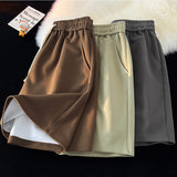 Summer New Basic Solid Casual Shorts Mens Womens Baggy Korean Trend Y2k Light Thin Short Pants Unisex Beach Trousers aidase-shop