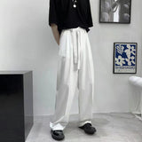 Aidase Harajuku Fashion Men's Pants Casual Wide leg Oversize Pants With Belt Korean Style Streetwear Trousers For Men Soild Color White aidase-shop