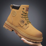 High Top Boots Men Leather Shoes Fashion Motorcycle Ankle Military Boots For Men Winter Boots Man Shoes Lace-Up Botas Hombre aidase-shop