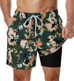 Mens Swimming Trunks with Compression Liner Stretch Mens Swimwear 2 in 1 Quick Dry Running Gym Swim Shorts for Men aidase-shop