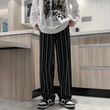 Fashion Mens Stripe Pants Japanese Retro Casual Streetwear Drawstring Wild Harem Sweatpants aidase-shop