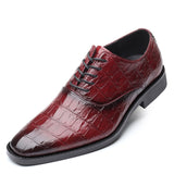 Men Crocodile Grain Leather Shoes Dress Business Office Shoe Mens Wedding Party Derby Shoes Men's Square Toe Flats Sizes 38-48 aidase-shop