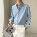 Black/Gray/Blue/White Shirt Men Slim Fashion Social Mens Dress Shirt Korean Solid Color Long Sleeve Shirts Mens Casual Shirt aidase-shop