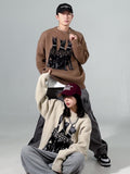 Japanese Men's Du Binquan Jacquard Sweater Men's Winter New American Hip Hop Retro Trendy Loose Knit Sweater Pullover Tops aidase-shop