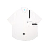 Urban Spliced Short Sleeve Shirt Men's Hip Hop Cityboy Loose Button Up Blouse 2023 Japan Style Top Versatile Casual Cargo Shirt aidase-shop