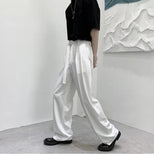 Aidase Harajuku Fashion Men's Pants Casual Wide leg Oversize Pants With Belt Korean Style Streetwear Trousers For Men Soild Color White aidase-shop