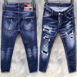 Aidase  Men Ripped Skinny Denim Jeans Luxury Brand Dsq2 Street Wear Fit Jeans Pants Quality Men Holes Stretch Denim Pants Casual Jeans aidase-shop
