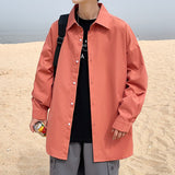 New Long Sleeve Shirt Man Loose Single Breasted Outdoor Large Size Cool Solid M-5x Blouse Korean Button Sleeved Shirts aidase-shop