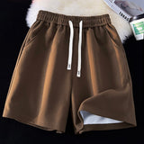 Summer New Basic Solid Straight Split Shorts Korean Vesion Trend Loose Casual Short Pants Unisex Streetwear Elastic Waist aidase-shop
