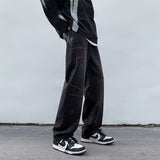 Vintage Men's Washed Jeans Fashion Design Wide Leg Loose Straight Male Denim Pants Hip Hop Unisex Casual Trousers aidase-shop