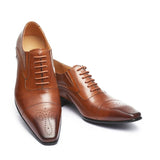 New Men Dress Handmade Shoes PU Leather Male Oxford Italian Classic Vintage Lace-up Men's Brogue Shoes Oxford Size 38-48 aidase-shop