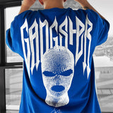 Fashion Hood Gangster Print Mens T Shirt Streetwear Spring Summer Hip Hop Men Clothes Loose Short Sleeve O Neck Cotton Tees aidase-shop