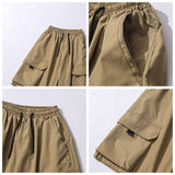 Summer casual fashion bear print short-sleeved T-shirt men's suit with Hong Kong style overalls shorts suit men aidase-shop