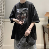 Retro Washed Batik Casual T Shirts Men's Women Loose Short-sleeved Harajuku Solid Cotton Unisex Printing Tees Streetwear Top aidase-shop