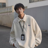 Japan Waffle Shirt Men Cityboy Turn Down Collar Pullover Unisex Autumn Winter Preppy Oversize Long-sleeve T-shirt aidase-shop