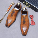 New Men's Shoes Italian Formal Shoes Oxford Men's Handmade Genuine Leather Laser Carved Business Party Shoes 37-46 aidase-shop