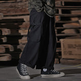 Multi Pocket Cargo Pants Mens Work Pants Safari Style Casual Wide Leg Pants Men Solid Color Baggy Trousers aidase-shop