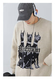Japanese Men's Du Binquan Jacquard Sweater Men's Winter New American Hip Hop Retro Trendy Loose Knit Sweater Pullover Tops aidase-shop