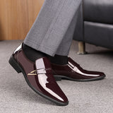 Men Dress Leather Shoes Slip on Patent Leather Mens Casual Oxford Shoe Moccasin Glitter Male Footwear Pointed Toe Shoes for Men aidase-shop