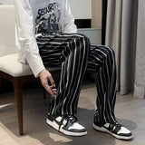 Fashion Mens Stripe Pants Japanese Retro Casual Streetwear Drawstring Wild Harem Sweatpants aidase-shop