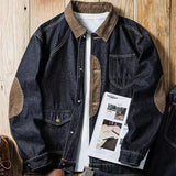 Vintage Denim Jackets Men Retro Cargo Jacket Coats Outerwear Coat for Men Distressed Streetwear Japanese Patchwork aidase-shop