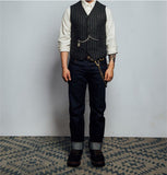 Aidase Men's Striped Suit Vest Tweed Herringbone Retro Sleeveless Slim Steampunk Warm Waistcoat chaleco hombre aidase-shop