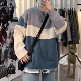 Aidase  Winter Mens Oversized Sweater Patchwork Korean Fashion Harajuku Casual Couple Pullovers Round Neck Long Sleeve Sweater Men aidase-shop