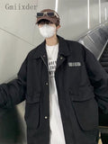 Workwear Cargo Jacket Men's Japan Trend High Street Cityboy Oversize Top Spring Autumn American Vintage Lapel Coat aidase-shop