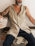 Spring Summer Sleeveless Casual Vest Shirt Men Fashion Hoodie Tank Top Vintage Solid Buttoned Vest Pullover Mens Streetwear aidase-shop