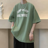 New Short Sleeve T-shirt Man Trend Letter Graphic Printed Tops Crew Neck Oversized Cotton Tees Male T Shirt aidase-shop