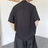 Summer Short Sleeve Shirt Men Fashion Retro Oversized Shirt Men Streetwear Korean Loose Pullover Shirt Mens Ice Silk Shirts aidase-shop