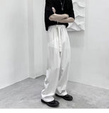 Aidase Harajuku Fashion Men's Pants Casual Wide leg Oversize Pants With Belt Korean Style Streetwear Trousers For Men Soild Color White aidase-shop
