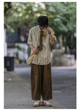 Summer Japanese Thin Striped Short Sleeved Shirt Men's Fashion Brand 2023 Loose Casual Couple Student All-match Vintage Shirt aidase-shop