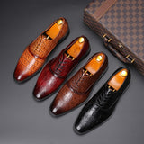 Men Crocodile Grain Leather Shoes Dress Business Office Shoe Mens Wedding Party Derby Shoes Men's Square Toe Flats Sizes 38-48 aidase-shop