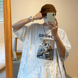 Y2K Hip Hop Graphic Tees Men Streetwear Blue Top White Men's Short Sleeve T-shirt Summer Cat T-shirt Cool Korean Vintage aidase-shop