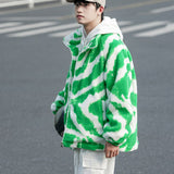 Y2k Fleece Streetwear Winter Jacket Streetwear Harajuku Fuzzy Zipper Coat Autumn Zebra Lightweight Bomber Jacket aidase-shop
