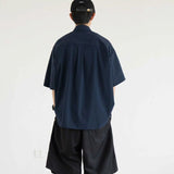 Urban Spliced Short Sleeve Shirt Men's Hip Hop Cityboy Loose Button Up Blouse 2023 Japan Style Top Versatile Casual Cargo Shirt aidase-shop