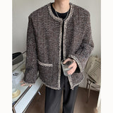 Autumn Thick Woolen Coat Men Fashion Retro Casual Woolen Jacket Men Streetwear Korean Loose Woolen Coat Mens Overcoat M-XL aidase-shop