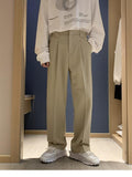 High-quality High Street Trousers Men Designer Handsome Elastic Pants Unisex Loose All-match Trend Suit Bottom Casual Long Pants aidase-shop