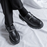 Aidase Men Japan Korean Streetwear Business Casual Vintage High Sole Platform Chain Leather Loafers Shoe Man Wedding Shoes Male aidase-shop