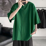 Summer Man T-shirts Short Sleeve Solid Color Casual Oversized T Shirt Men Harajuku Hip Hop Cotton Men's Clothing Tops Tee aidase-shop
