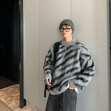 Zebra Sweater Men Autumn Winter Mohair Long Sleeve Round Neck New Korean Fashion Casual Male Tops Contrast aidase-shop
