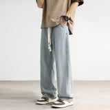 New Jeans Men's Loose Straight Tube Slim Fitting Drawstring Wide Leg Pants Streetwear Oversized Casual Denim Trousers aidase-shop