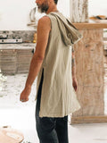 Spring Summer Sleeveless Casual Vest Shirt Men Fashion Hoodie Tank Top Vintage Solid Buttoned Vest Pullover Mens Streetwear aidase-shop