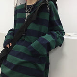 Aidase Harajuku Striped Shirt Streetwear Couple Oversized Striped Blouse Woman Casual Long Sleeve Gothic Grunge T-Shirt Tee Tops aidase-shop