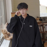 Japan Waffle Shirt Men Cityboy Turn Down Collar Pullover Unisex Autumn Winter Preppy Oversize Long-sleeve T-shirt aidase-shop