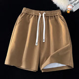 Summer New Basic Solid Straight Split Shorts Korean Vesion Trend Loose Casual Short Pants Unisex Streetwear Elastic Waist aidase-shop