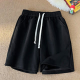 Summer New Basic Solid Straight Split Shorts Korean Vesion Trend Loose Casual Short Pants Unisex Streetwear Elastic Waist aidase-shop